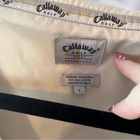 Callaway Half Zip Short Sleeve Men's Jacket Cream Color, size Large - Picture 2 of 8
